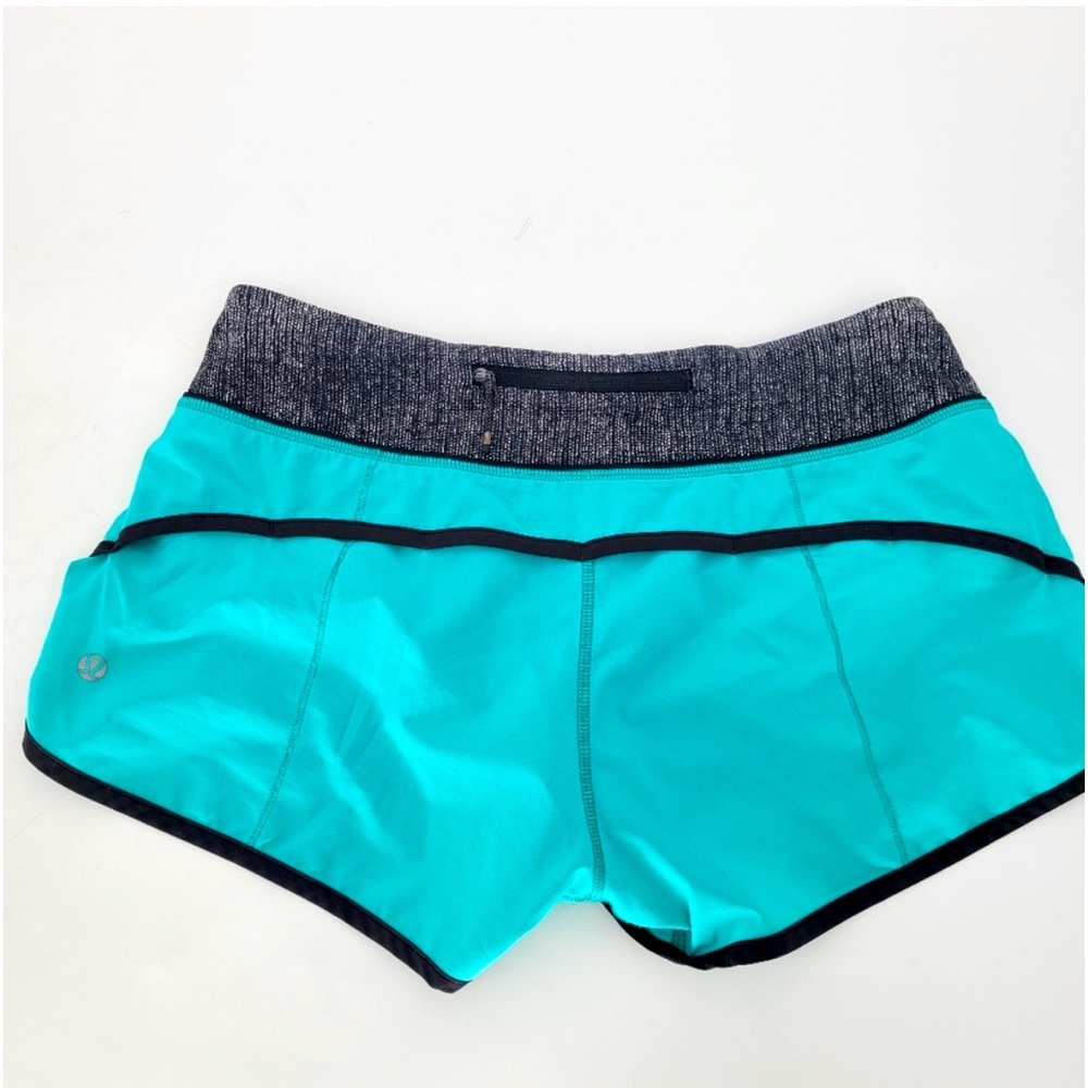 Lululemon Run speed shorts 4 way stretch blue tropics grey black size 6